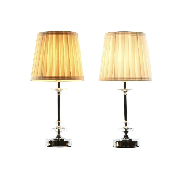 Stalinė lempa Home ESPRIT Balta Rusvai gelsva Metalinis 25 W 220 V 20 x 20 x 43 cm (2 vnt.)
