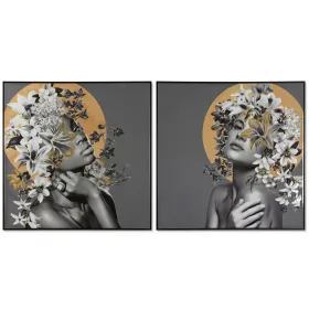 Paveikslas Home ESPRIT Gėlės Šiuolaikiškas 100 x 3,5 x 100 cm (2 vnt.)