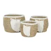 Decorative basket Home ESPRIT Cream Natural Boho 33 x 33 x 27 cm (3 Pieces)