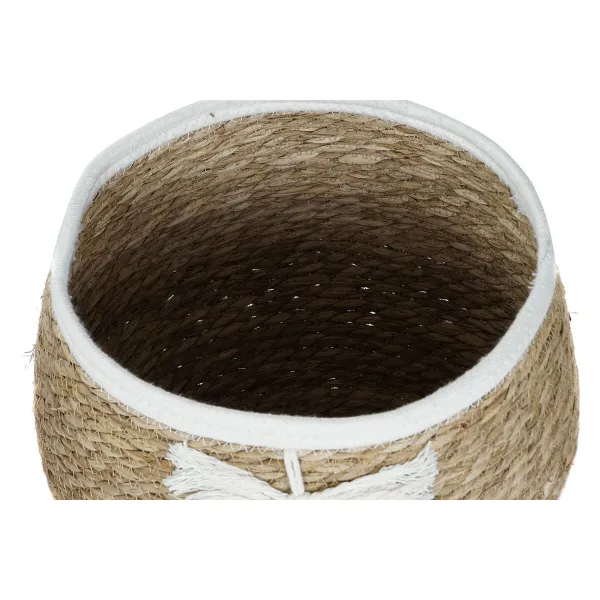 Decorative basket Home ESPRIT Cream Natural Boho 33 x 33 x 27 cm (3 Pieces)
