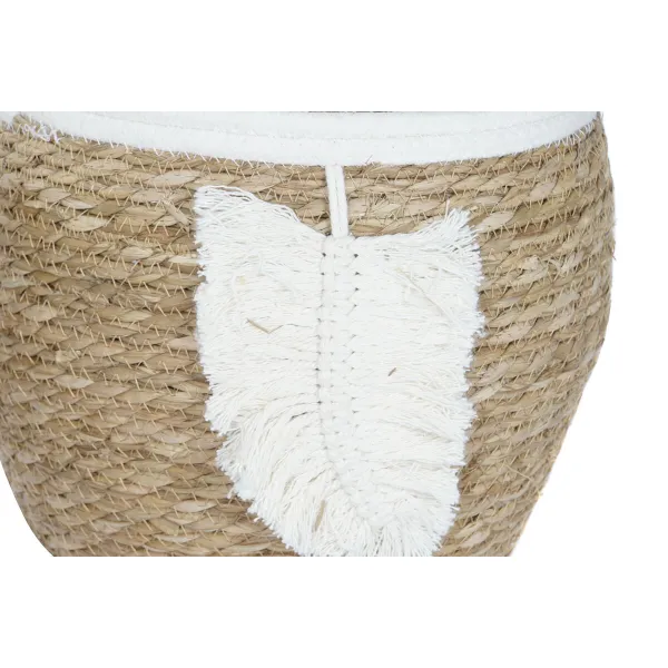 Decorative basket Home ESPRIT Cream Natural Boho 33 x 33 x 27 cm (3 Pieces)