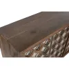 Sivupöytä Home ESPRIT Ruskea Musta Hopeinen Luonnollinen Mangopuu Peili 150 x 38 x 80 cm