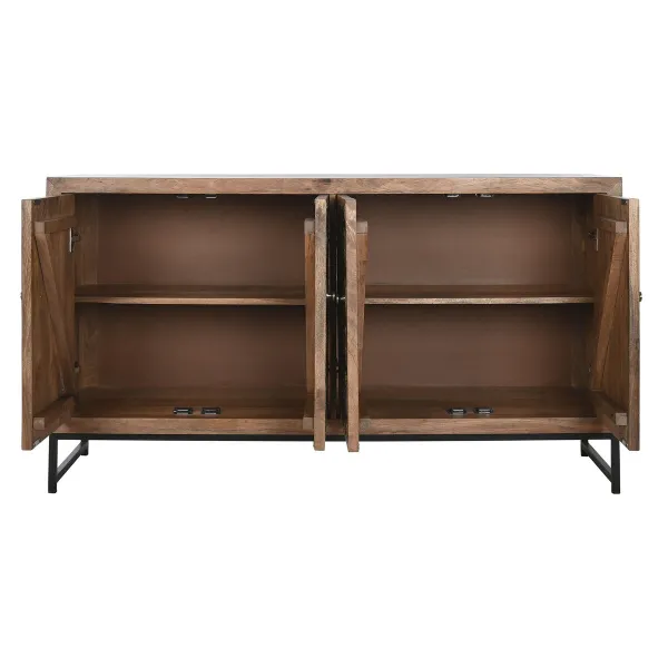Sideboard Home ESPRIT Brown Black Silver Natural Mango wood Mirror 150 x 38 x 80 cm