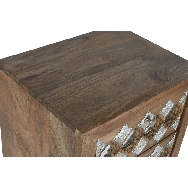 Komoda Home ESPRIT Ruda Juoda Sidabras Mango mediena Veidrodis Indas 45 x 35 x 105 cm