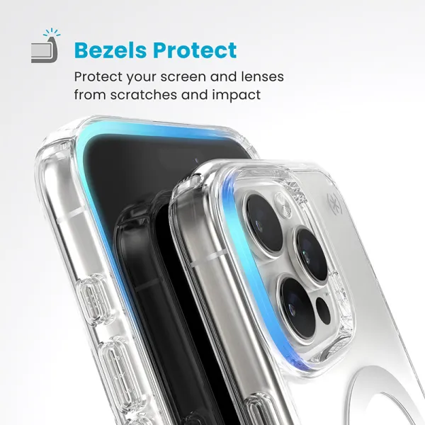 Speck Presidio Perfect-Clear MagSafe - iPhone 16 Pro Max Case (Clear / Chrome Finish / Serene Silver)