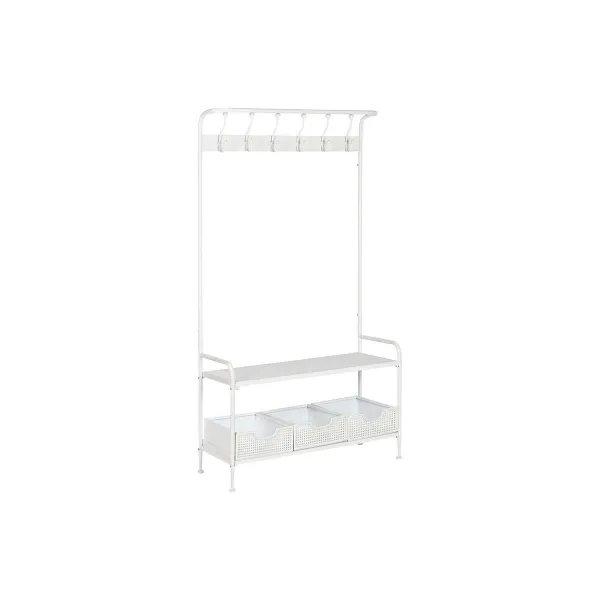Mēteļu Pakaramais ar Plauktu Home ESPRIT Balts Metāls Loft 110 x 36 x 186 cm