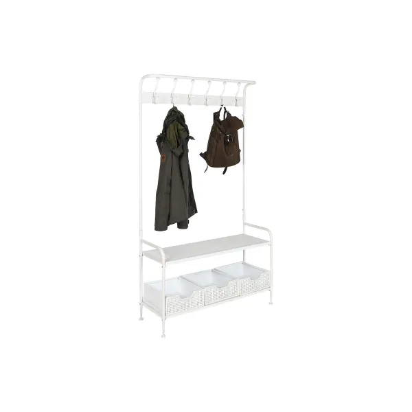 Takkiteline hylylllä Home ESPRIT Valkoinen Metalli Loft 110 x 36 x 186 cm