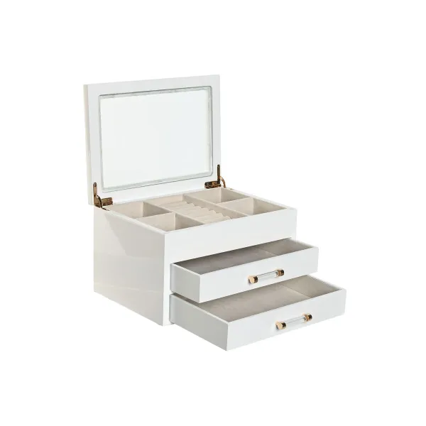 Шкатулка Home ESPRIT Белый Кремовый Деревянный Стеклянный Деревянный MDF 23 x 18 x 14 cm