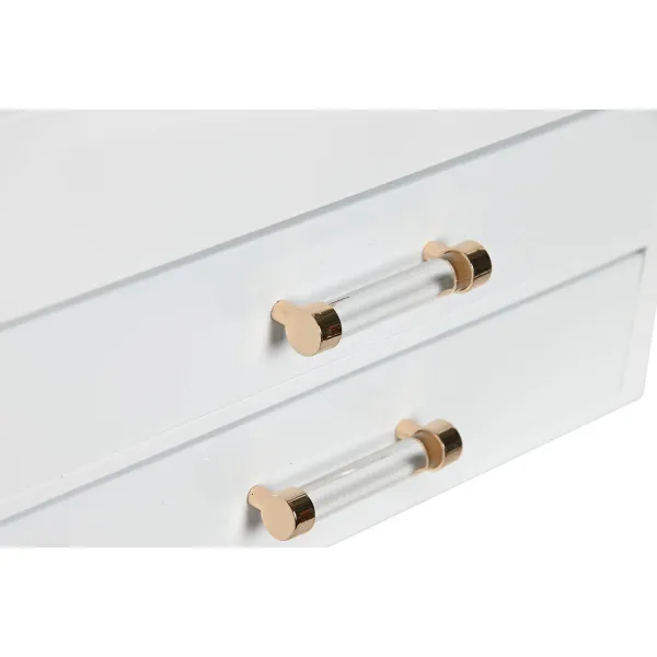 Jewelry box Home ESPRIT White Cream Wood Crystal MDF Wood 23 x 18 x 14 cm