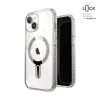 Speck Presidio Perfect-Clear Grip ClickLock & MagSafe - iPhone 17e / 16e / 15 / 14 / 13 Case (Clear / Chrome Finish / Serene Sil