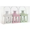 Žibintų rinkinys Home ESPRIT Balta Žalia Rožinė Stiklas Geležis Shabby Chic 7 x 7 x 10 cm (3 Dalys) (4 vnt.)