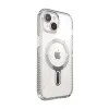 Speck Presidio Perfect-Clear Grip ClickLock & MagSafe - iPhone 17e / 16e / 15 / 14 / 13 Case (Clear / Chrome Finish / Serene Sil