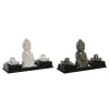 Eteeristen öljyjen poltin Home ESPRIT Keraminen Puu MDF Buddha 24 x 8 x 14 cm (2 osaa)