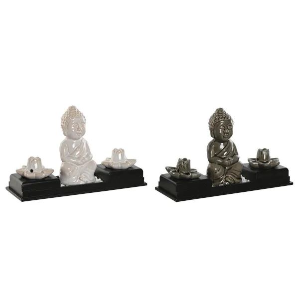 Eterinių aliejų degiklis Home ESPRIT Keramikinis Medžio MDF Buda 24 x 8 x 14 cm (2 vnt.)