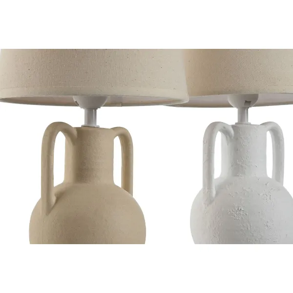 Stalinė lempa Home ESPRIT Balta Rusvai gelsva Keramikinis 50 W 220 V (2 vnt.)