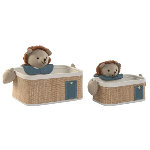 Basket set Home ESPRIT Green Natural 40 x 32 x 27 cm 2 Pieces