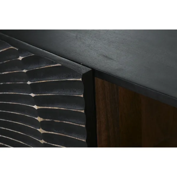 Televizoriaus baldai Home ESPRIT Juoda Metalinis Mango mediena 160 x 40 x 50 cm