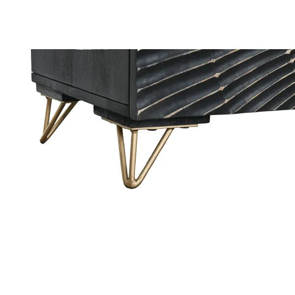 Televizoriaus baldai Home ESPRIT Juoda Metalinis Mango mediena 160 x 40 x 50 cm
