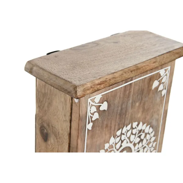 Avainkaappi Home ESPRIT Valkoinen Luonnollinen 18 x 7,5 x 28 cm