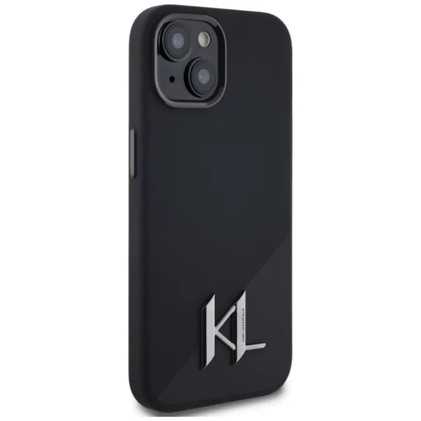 Karl Lagerfeld Silicone Shadow Metal Initial MagSafe - Case for iPhone 15 (black)