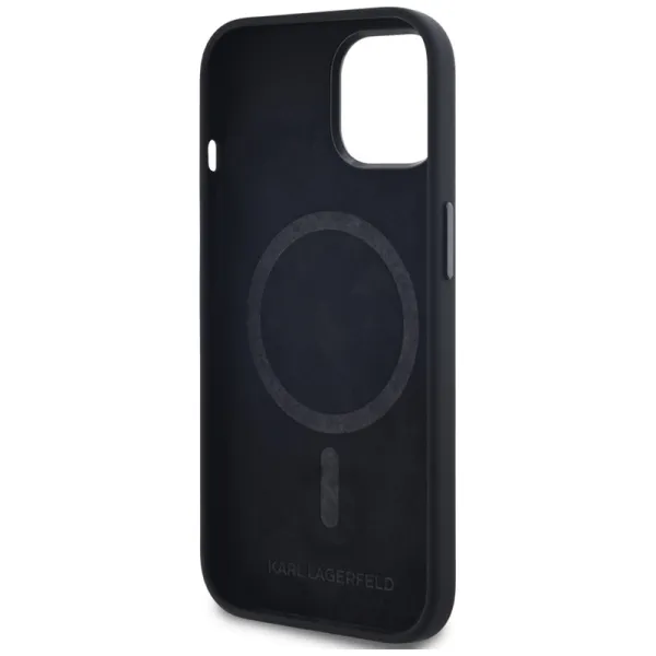 Karl Lagerfeld Silicone Shadow Metal Initial MagSafe - Case for iPhone 15 (black)