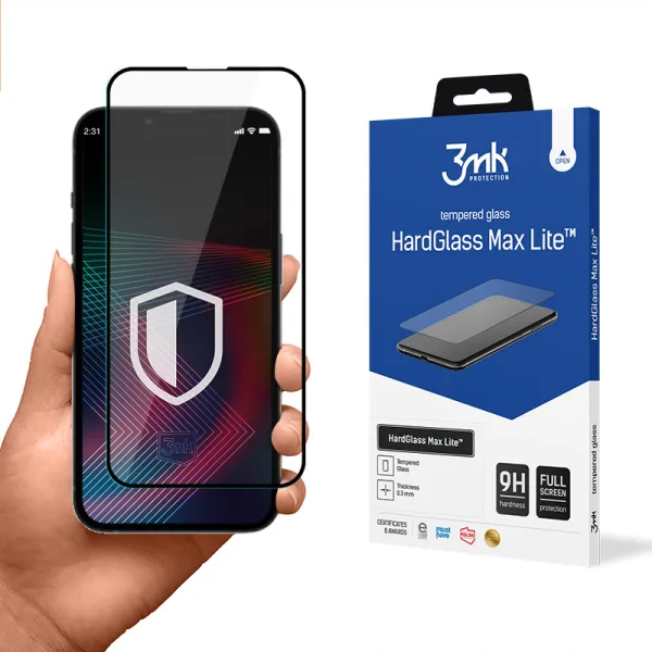 3mk HardGlass Max Lite - Tempered Glass for iPhone 13 / iPhone 13 Pro (Black)