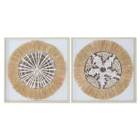 Полотно Home ESPRIT Белый Натуральный Boho 60 x 3 x 60 cm (2 штук)