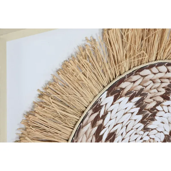 Kangas Home ESPRIT Valkoinen Luonnollinen Boho 60 x 3 x 60 cm (2 osaa)