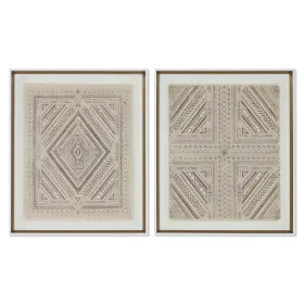 Drobė Home ESPRIT Balta Natūralus Boho 50 x 3,8 x 60 cm (2 vnt.)
