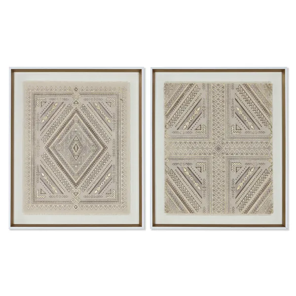 Kangas Home ESPRIT Valkoinen Luonnollinen Boho 50 x 3,8 x 60 cm (2 osaa)