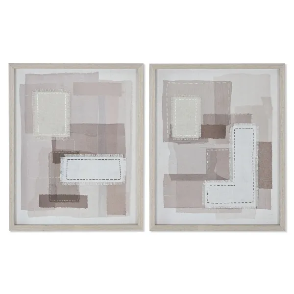 Kangas Home ESPRIT Beige Harmaa Abstrakti Moderni 40 x 2,5 x 50 cm (2 osaa)
