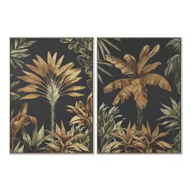 Полотно Home ESPRIT Чёрный Зеленый Позолоченный Пальмы Тропический 103 x 4,5 x 143 cm (2 штук)