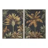Полотно Home ESPRIT Чёрный Зеленый Позолоченный Пальмы Тропический 103 x 4,5 x 143 cm (2 штук)