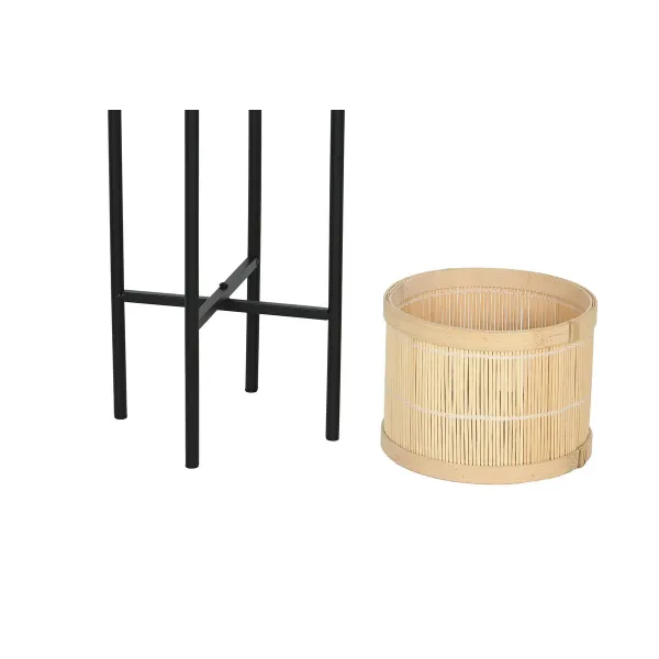 Set of Planters Home ESPRIT Black Natural Metal Bamboo 31 x 31 x 103 cm (3 Pieces)