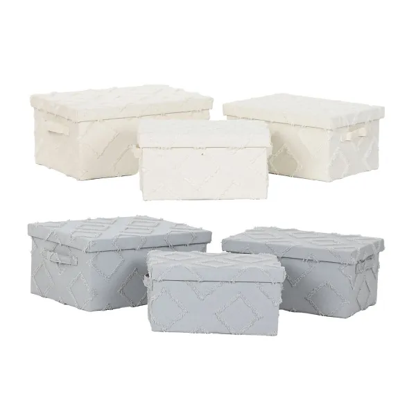 Набор декоративных ящичков Home ESPRIT Серый Кремовый 40 x 30 x 20 cm 3 Предметы (2 штук)