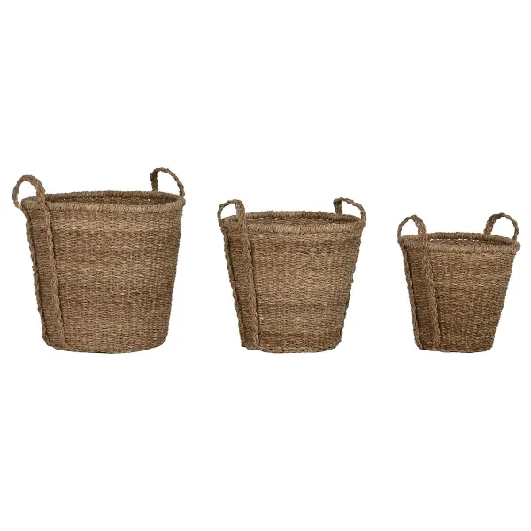 Basket set Home ESPRIT Natural Seagrass (3 Pieces)