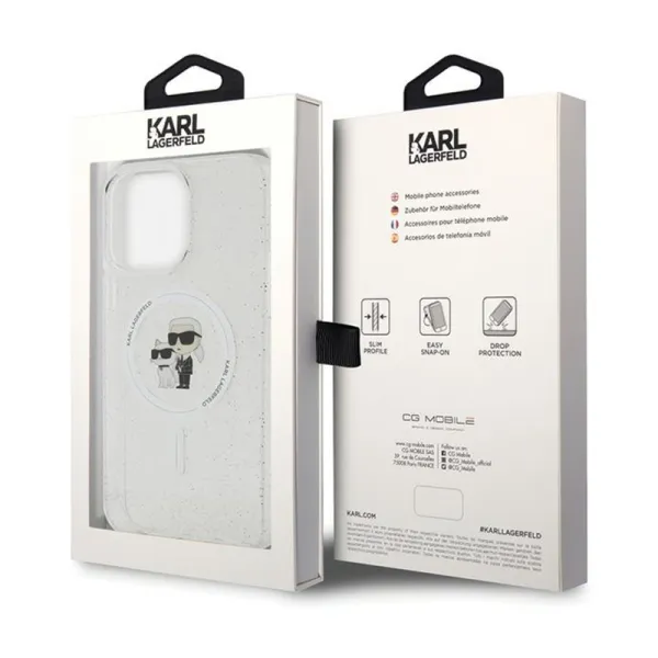 Karl Lagerfeld Karl & Choupette Glitter MagSafe - iPhone 14 Pro Max Case (Transparent)
