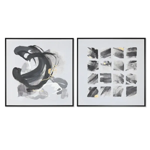 Kangas Home ESPRIT Valkoinen Musta polystyreeni Kangas Abstrakti Moderni 104 x 4 x 103,5 cm (2 osaa)