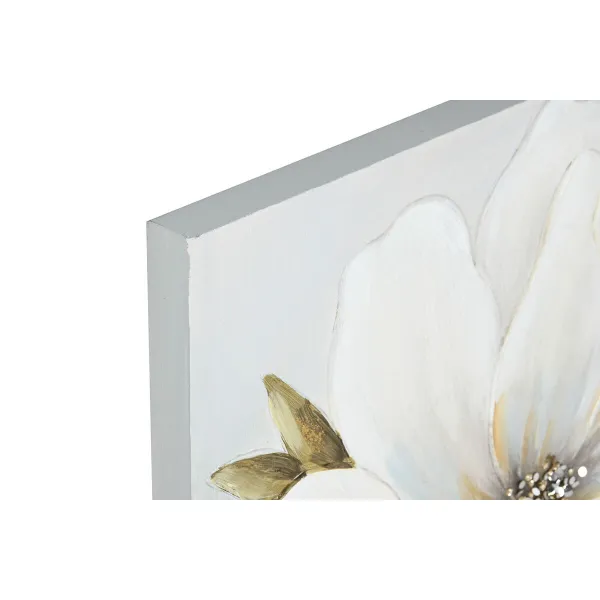 Полотно Home ESPRIT Белый Позолоченный Цветок романтик 60 x 3 x 60 cm (2 штук)