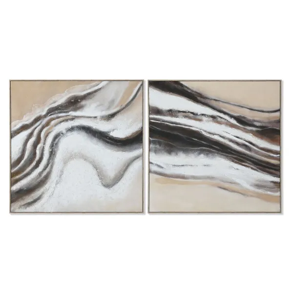 Painting Home ESPRIT White Beige Jute polystyrene Abstract Modern 102 x 3,2 x 102 cm (2 Units)