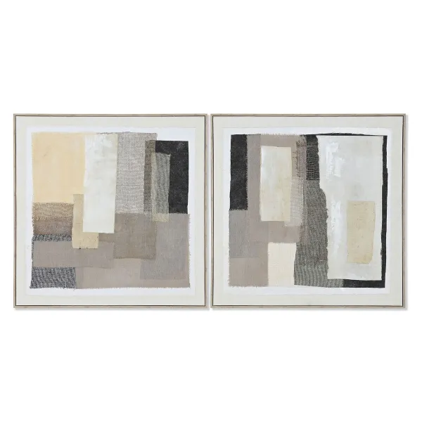 Paveikslas Home ESPRIT Juoda Rusvai gelsva Žgutas polistirenas Abstraktus Miesto 82 x 3,8 x 82 cm (2 vnt.)