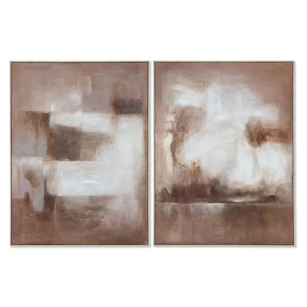 Полотно Home ESPRIT Белый Коричневый Абстракция современный 92 x 3,8 x 122 cm (2 штук)