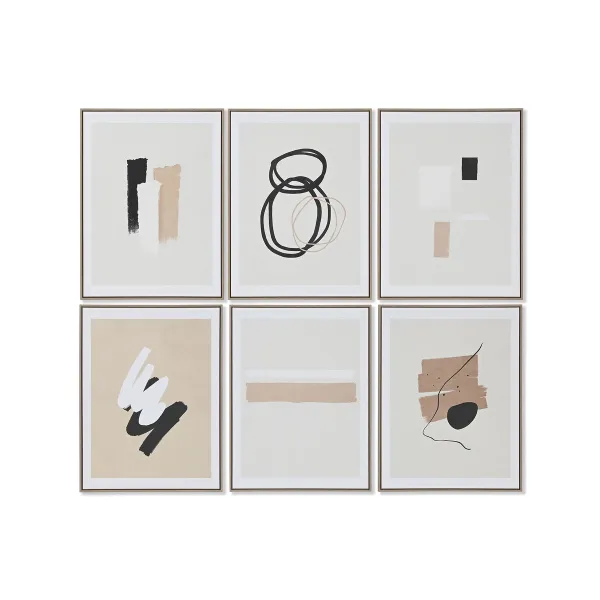 Drobė Home ESPRIT Ruda Juoda Rusvai gelsva Šiuolaikiškas Miesto 60 x 4 x 80 cm (6 vnt.)