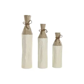3 Vazų Rinkinys Home ESPRIT Balta Auksinis Metalinis 14 x 14 x 67 cm (3 Dalys)