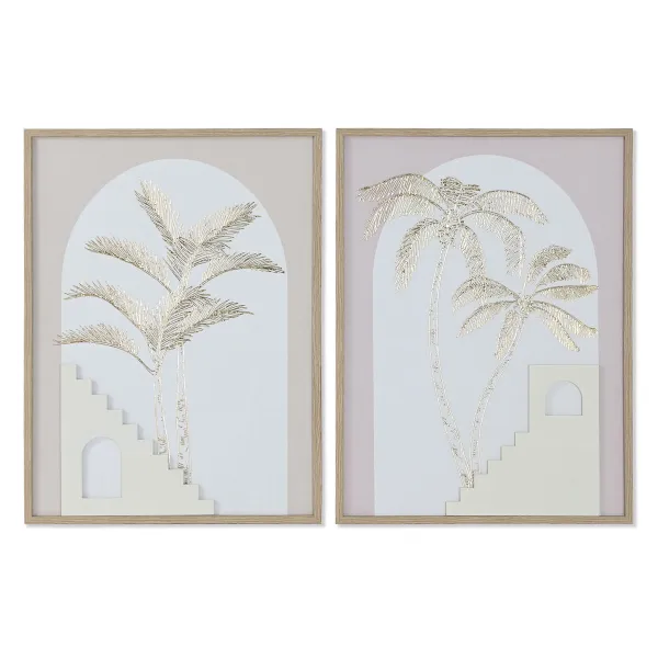 Glezna Home ESPRIT Balts Bēšs Plaukstas Skandināvu 45 x 2,2 x 60 cm (2 gb.)
