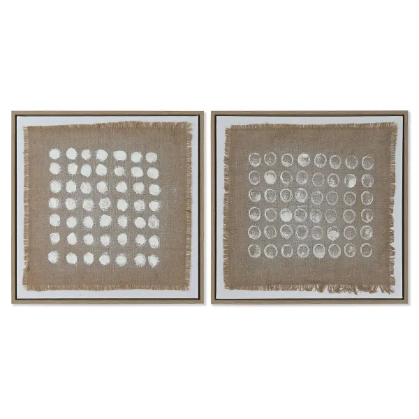 Glezna Home ESPRIT Balts Bēšs Moderns 60 x 3,8 x 60 cm (2 gb.)