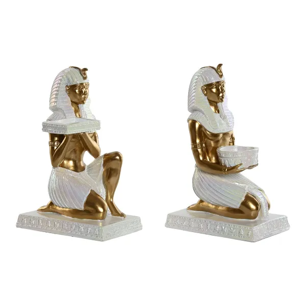Dekoratīvās figūriņas Home ESPRIT Balts Bronza Sveķi Austrumniecisks Ēģiptes vīrietis 12,5 x 17 x 25 cm (2 gb.)