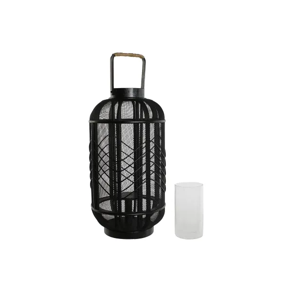 Kynttilänjalka Home ESPRIT Musta Metalli 25,5 x 25,5 x 46,5 cm
