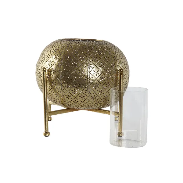 Подсвечник Home ESPRIT Позолоченный Металл Стеклянный 24 x 24 x 20 cm