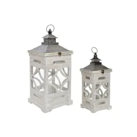 Žibintų rinkinys Home ESPRIT Natūralus Stiklas Eglė Arabas 26,5 x 26,5 x 65 cm (2 Dalys)